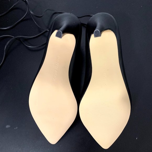 Saks Fifth Avenue Black Lace Up Stilettos - Picture 9 of 11